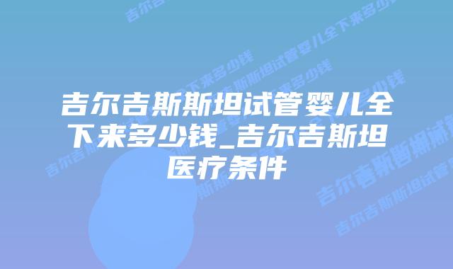 吉尔吉斯斯坦试管婴儿全下来多少钱_吉尔吉斯坦医疗条件
