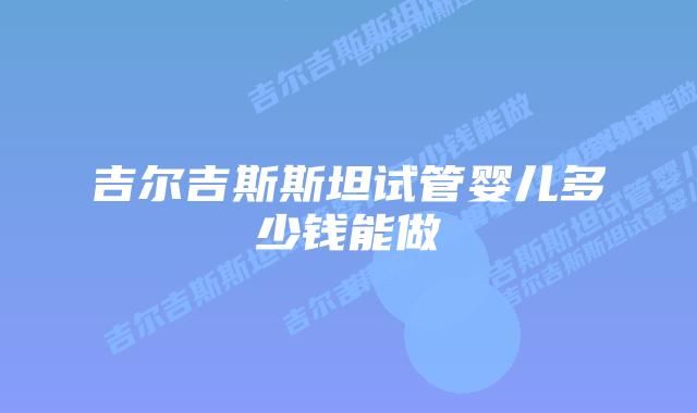 吉尔吉斯斯坦试管婴儿多少钱能做