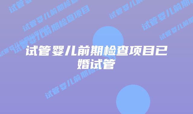 试管婴儿前期检查项目已婚试管