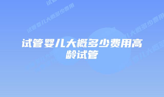 试管婴儿大概多少费用高龄试管