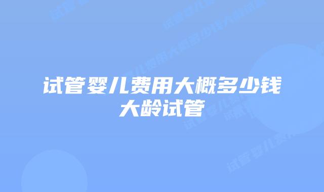试管婴儿费用大概多少钱大龄试管