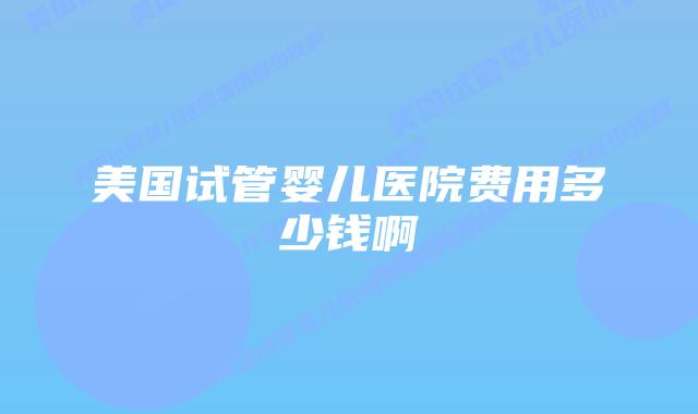 美国试管婴儿医院费用多少钱啊
