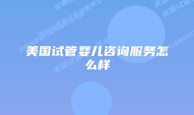 美国试管婴儿咨询服务怎么样