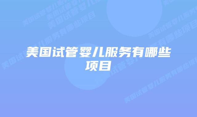美国试管婴儿服务有哪些项目