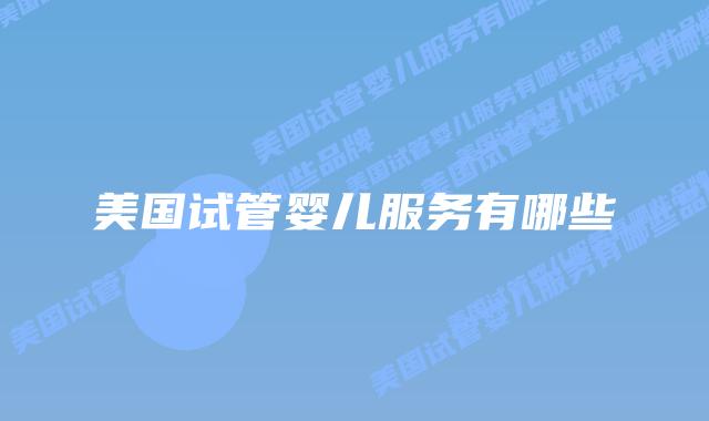 美国试管婴儿服务有哪些