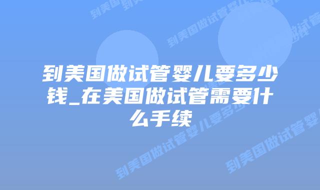 到美国做试管婴儿要多少钱_在美国做试管需要什么手续