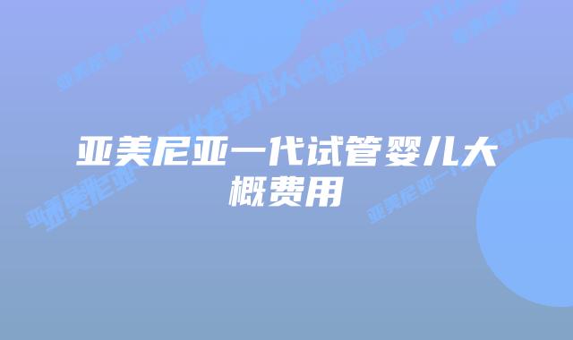 亚美尼亚一代试管婴儿大概费用