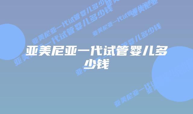 亚美尼亚一代试管婴儿多少钱