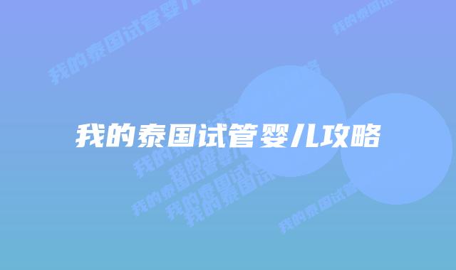 我的泰国试管婴儿攻略