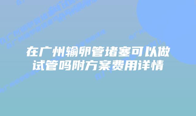 在广州输卵管堵塞可以做试管吗附方案费用详情