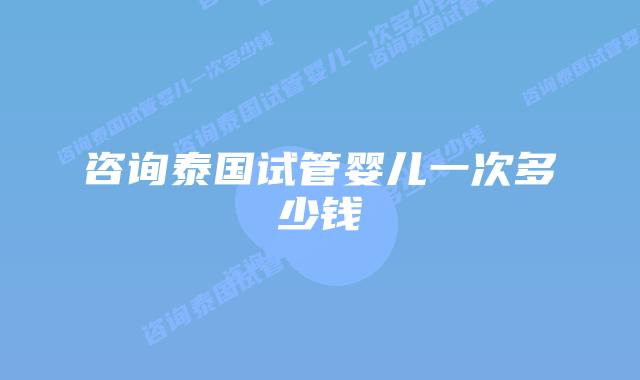 咨询泰国试管婴儿一次多少钱