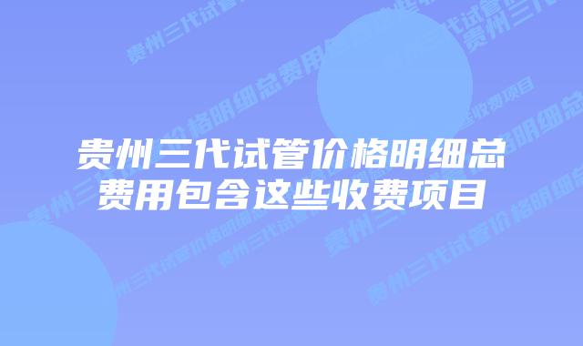 贵州三代试管价格明细总费用包含这些收费项目