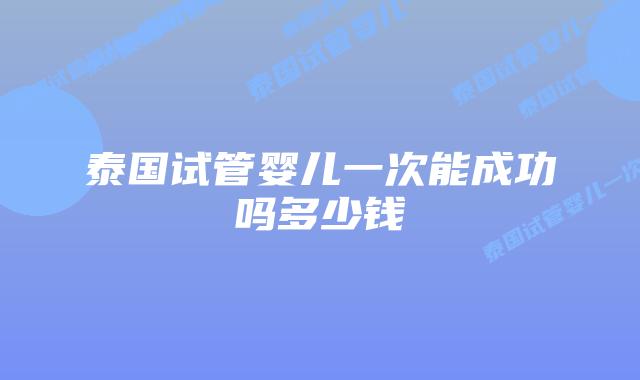 泰国试管婴儿一次能成功吗多少钱