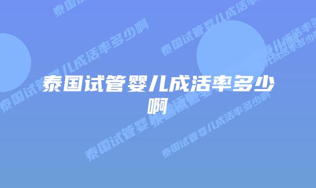 泰国试管婴儿成活率多少啊