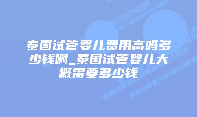 泰国试管婴儿费用高吗多少钱啊_泰国试管婴儿大概需要多少钱