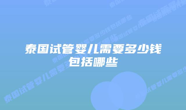 泰国试管婴儿需要多少钱包括哪些