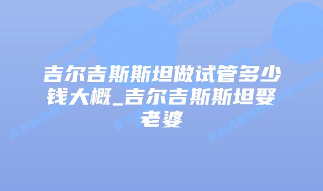 吉尔吉斯斯坦做试管多少钱大概_吉尔吉斯斯坦娶老婆