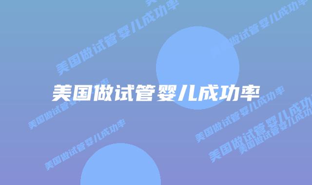 美国做试管婴儿成功率