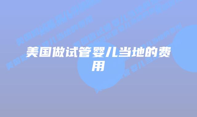 美国做试管婴儿当地的费用