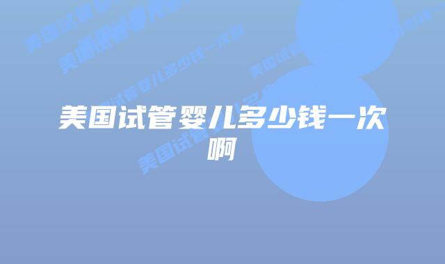 美国试管婴儿多少钱一次啊