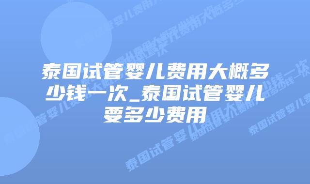 泰国试管婴儿费用大概多少钱一次_泰国试管婴儿要多少费用