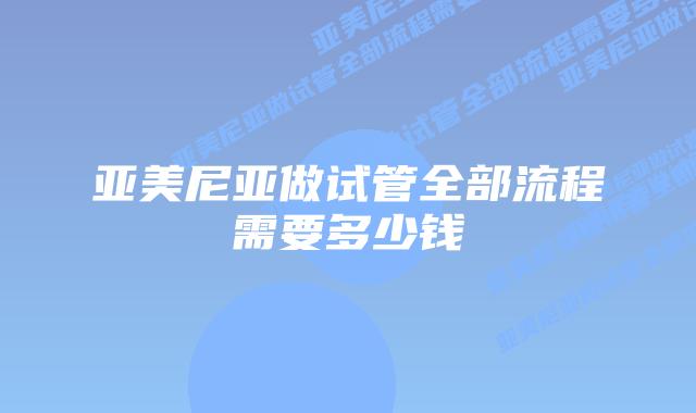 亚美尼亚做试管全部流程需要多少钱