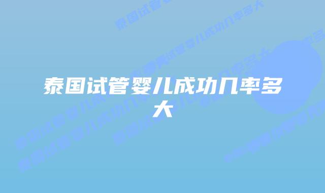 泰国试管婴儿成功几率多大