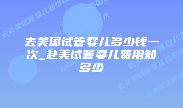 去美国试管婴儿多少钱一次_赴美试管婴儿费用知多少