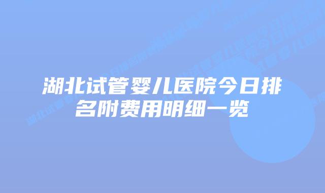 湖北试管婴儿医院今日排名附费用明细一览