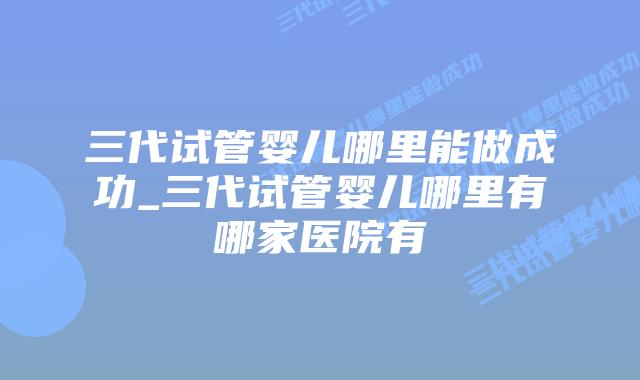 三代试管婴儿哪里能做成功_三代试管婴儿哪里有哪家医院有
