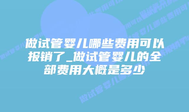 做试管婴儿哪些费用可以报销了_做试管婴儿的全部费用大概是多少