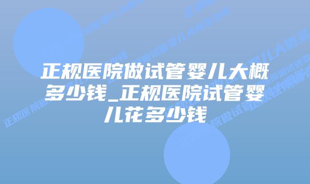 正规医院做试管婴儿大概多少钱_正规医院试管婴儿花多少钱