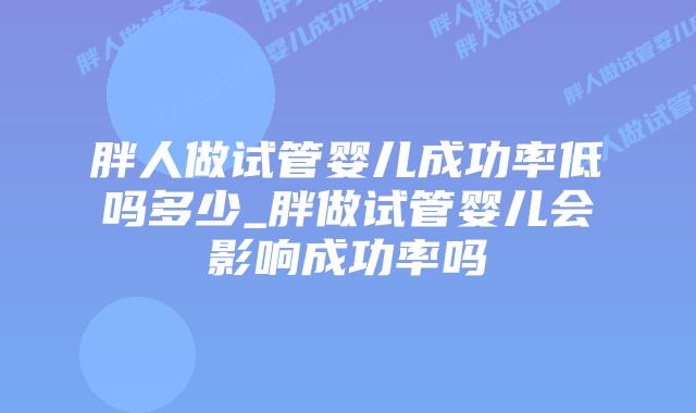 胖人做试管婴儿成功率低吗多少_胖做试管婴儿会影响成功率吗