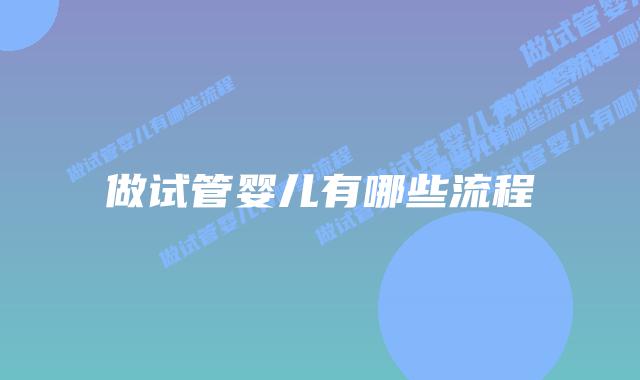 做试管婴儿有哪些流程