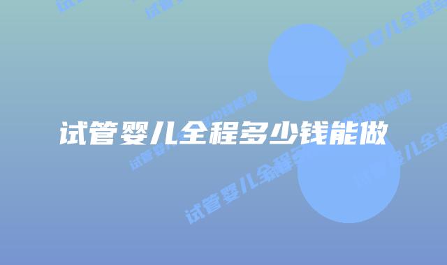 试管婴儿全程多少钱能做