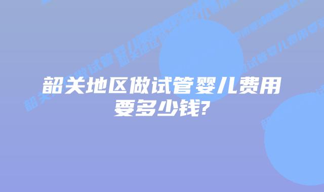 韶关地区做试管婴儿费用要多少钱?