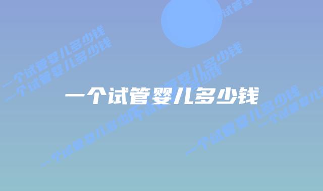 一个试管婴儿多少钱