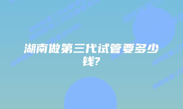 湖南做第三代试管要多少钱?