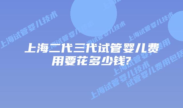 上海二代三代试管婴儿费用要花多少钱?
