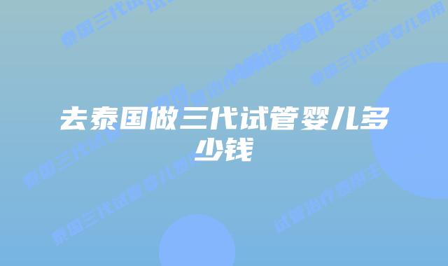 去泰国做三代试管婴儿多少钱