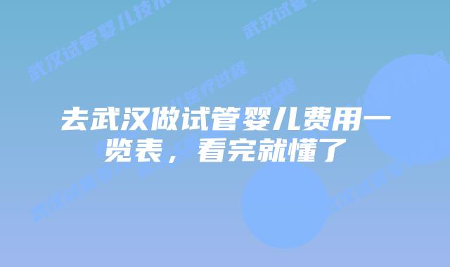 去武汉做试管婴儿费用一览表，看完就懂了