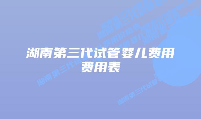 湖南第三代试管婴儿费用费用表