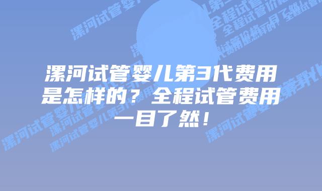 漯河试管婴儿第3代费用是怎样的?全程试管费用一目了然!