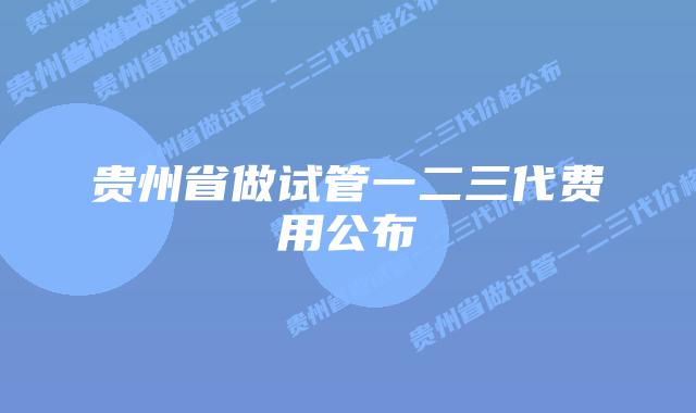 贵州省做试管一二三代费用公布
