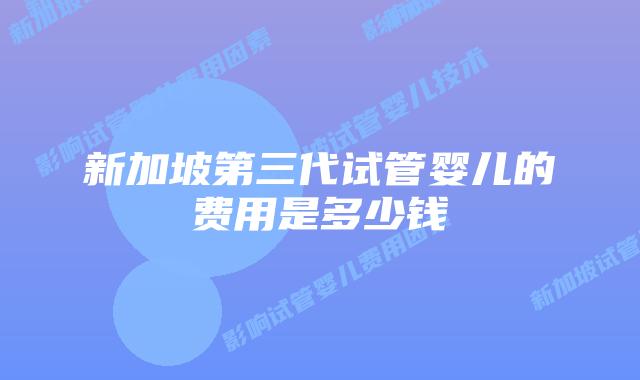 新加坡第三代试管婴儿的费用是多少钱