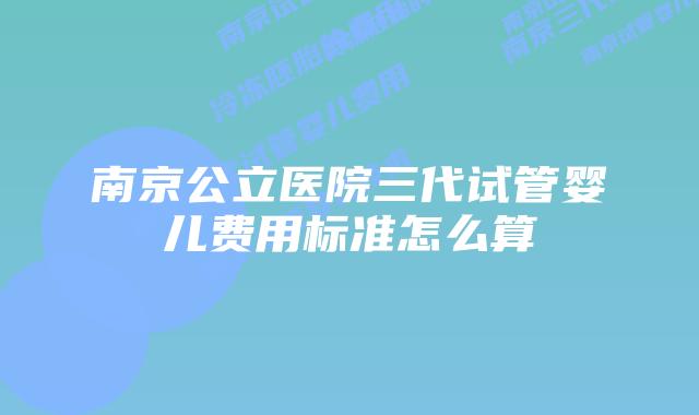 南京公立医院三代试管婴儿费用标准怎么算