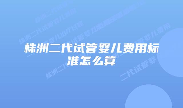 株洲二代试管婴儿费用标准怎么算