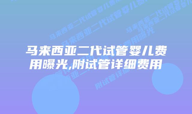 马来西亚二代试管婴儿费用曝光,附试管详细费用