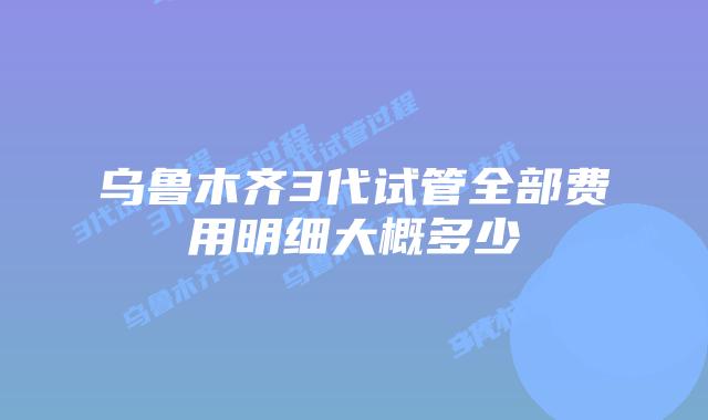 乌鲁木齐3代试管全部费用明细大概多少