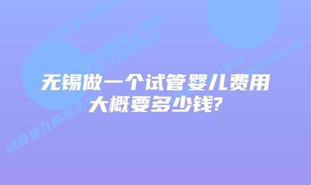 无锡做一个试管婴儿费用大概要多少钱?